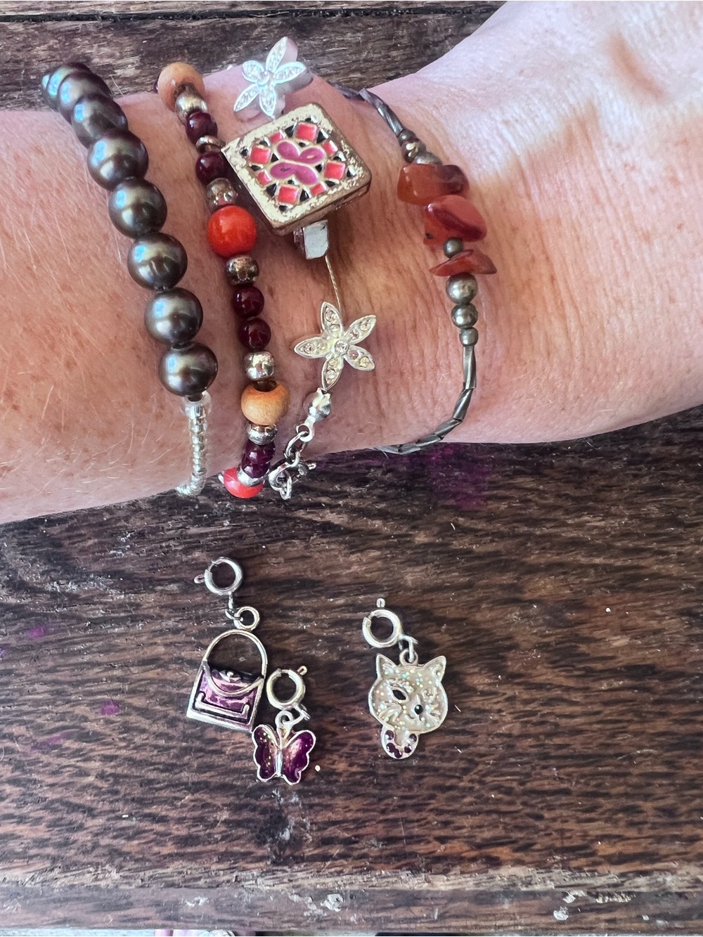90s girl bracelets all fitted on adult bundle charms Y2K bundle of 7